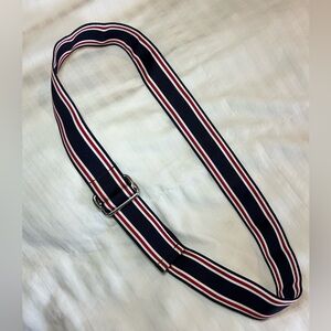 Lands End D-Ring Fabric Striped Belt Patriotic Red White Blue Size Medium Preppy